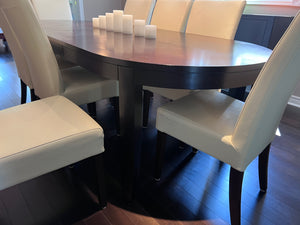 Hamilton & Spill Dining Table + 8 White Faux Leather Chairs
