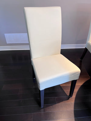 Hamilton & Spill Dining Table + 8 White Faux Leather Chairs