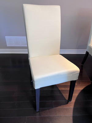 Hamilton & Spill Dining Table + 8 White Faux Leather Chairs