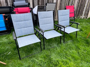 3 Light Blue Sling Folding Chairs