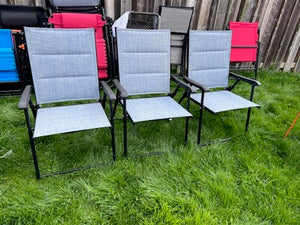 3 Light Blue Sling Folding Chairs