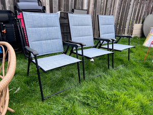 3 Light Blue Sling Folding Chairs