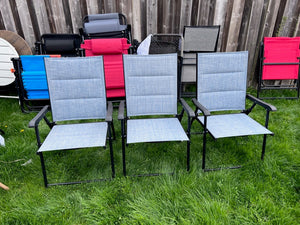 3 Light Blue Sling Folding Chairs