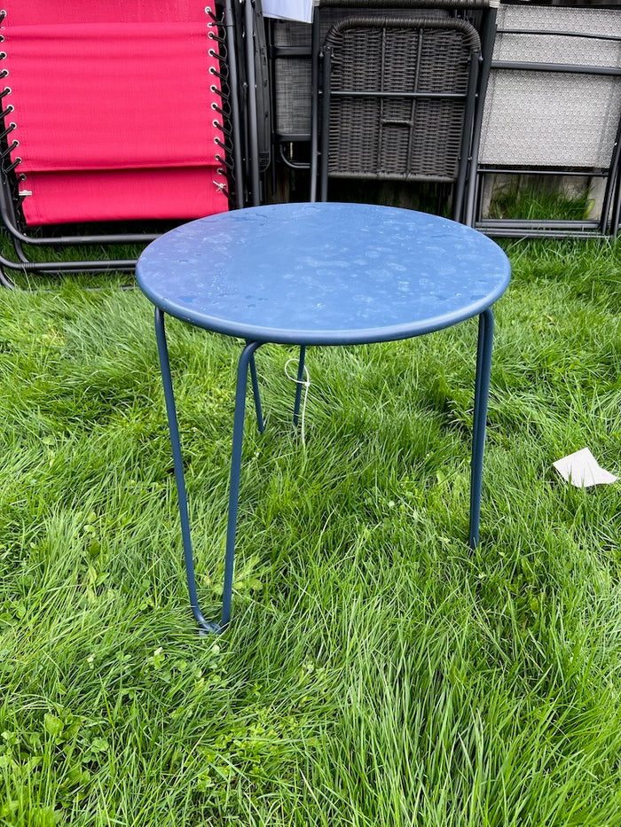 Blue Steel Side Table