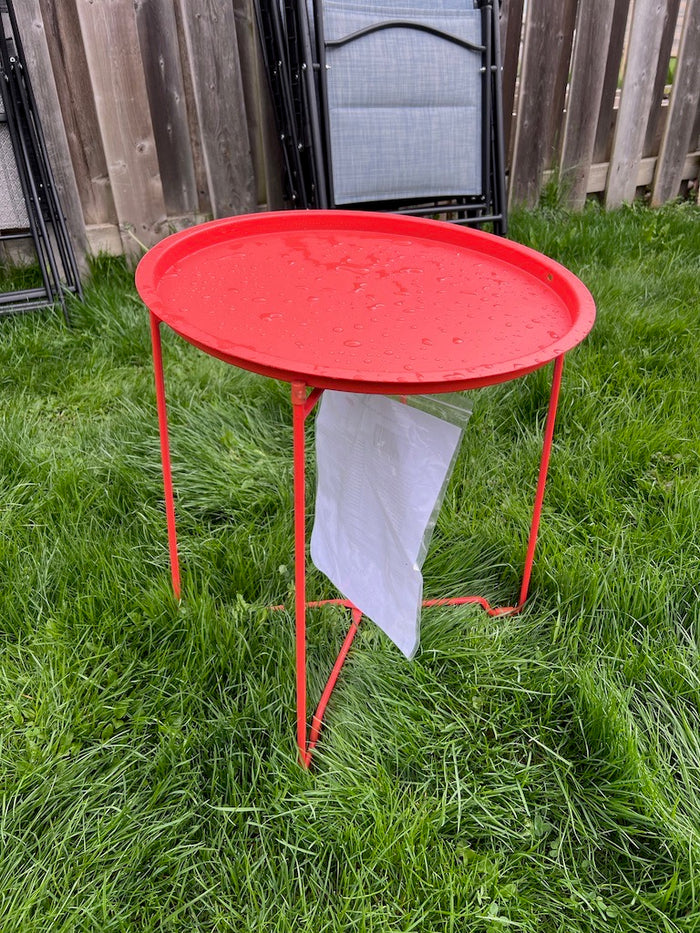 Orange Steel Side Table, Tray Top # 2