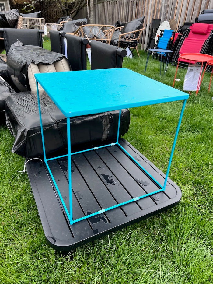 Teal Blue Square Steel Side Table