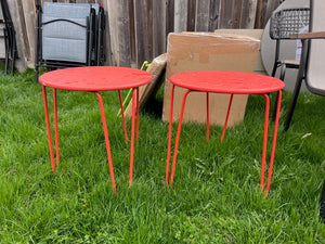 Pair of Orange Steel Side Tables