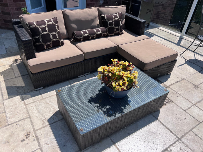 Sirio Niko 4pc Patio Sectional Sofa + Coffee Table