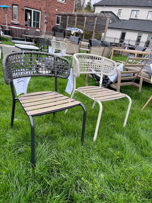 Black & White Steel and Wicker Chairs