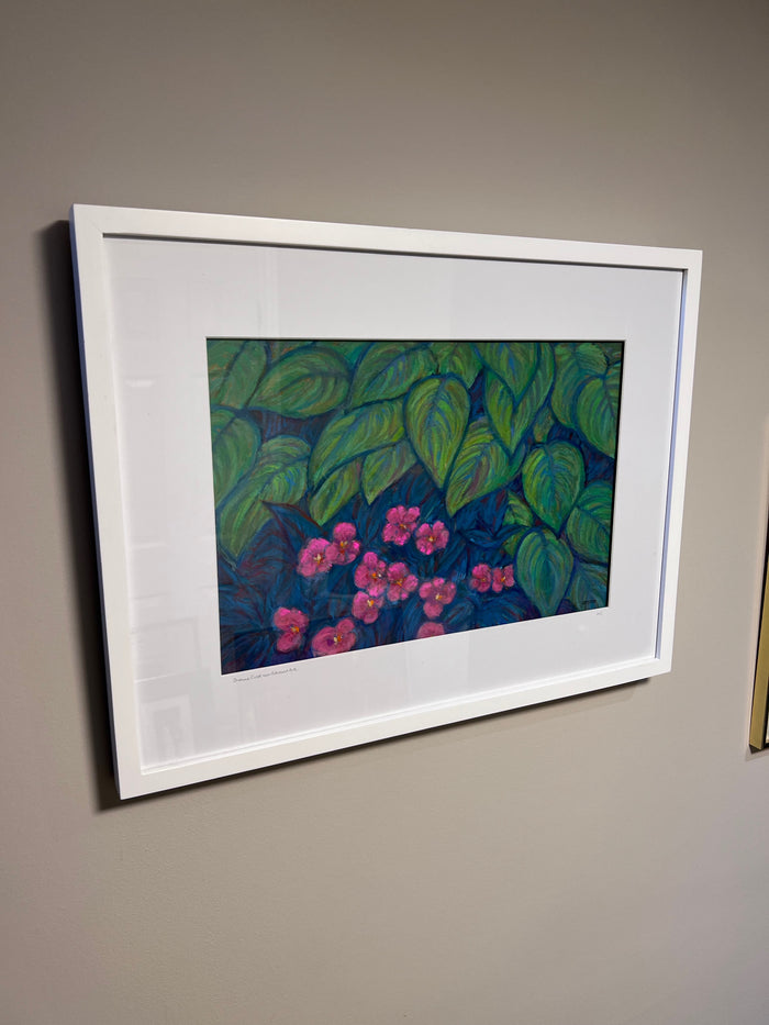 David Johns  'Avenue Road near Edmund Ave. Hosta leaves and New Guinea Impatiens' Pastel on Board