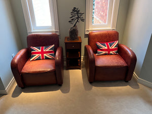 2 Brown Leather Club Chairs from 'Kuka Home'