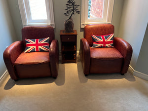 2 Brown Leather Club Chairs from 'Kuka Home'