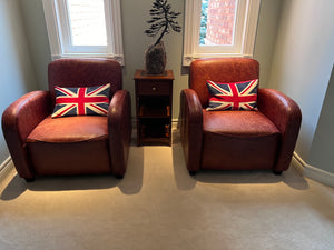 2 Brown Leather Club Chairs from 'Kuka Home'