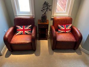 2 Brown Leather Club Chairs from 'Kuka Home'