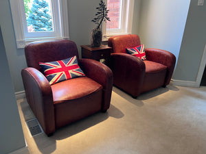 2 Brown Leather Club Chairs from 'Kuka Home'
