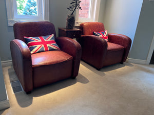 2 Brown Leather Club Chairs from 'Kuka Home'