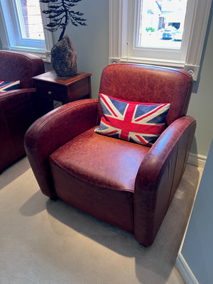 2 Brown Leather Club Chairs from 'Kuka Home'
