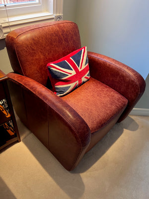 2 Brown Leather Club Chairs from 'Kuka Home'