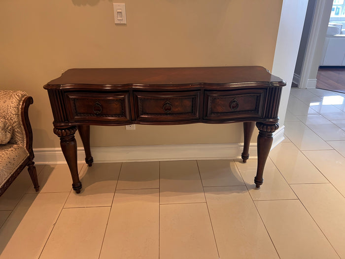 Ornate Wood 3-Drawer Console Table