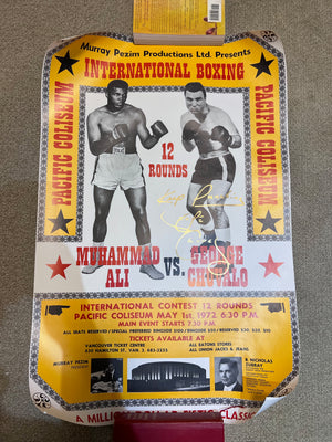 1972 Muhammad Ali vs. George Chuvalo On-Site Flight Poster - Signed by George Chuvalo