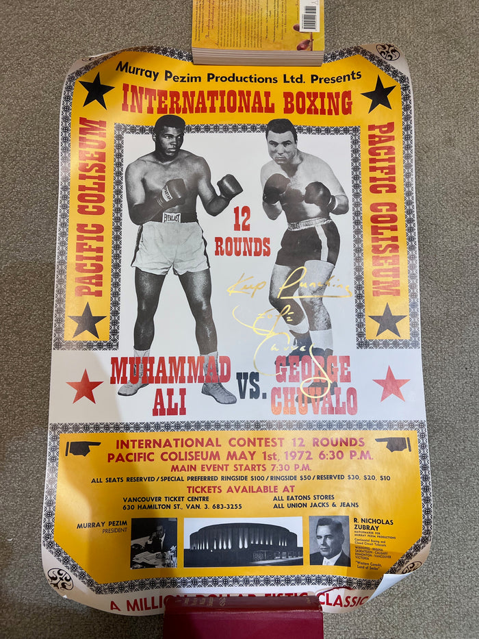 1972 Muhammad Ali vs. George Chuvalo On-Site Flight Poster - Signed by George Chuvalo