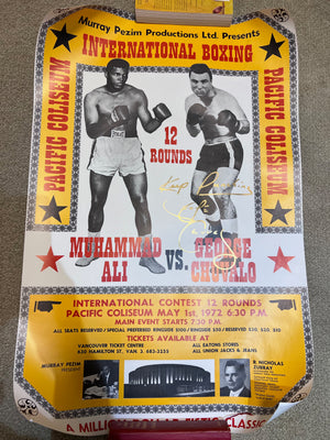 1972 Muhammad Ali vs. George Chuvalo On-Site Flight Poster - Signed by George Chuvalo