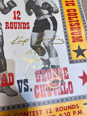 1972 Muhammad Ali vs. George Chuvalo On-Site Flight Poster - Signed by George Chuvalo