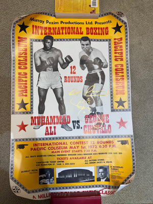 1972 Muhammad Ali vs. George Chuvalo On-Site Flight Poster - Signed by George Chuvalo