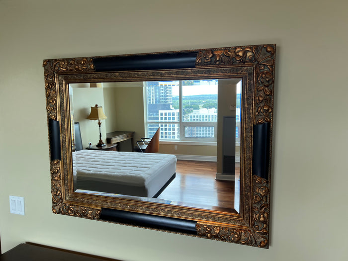 Black and Gold Gilded Double Border Mirror
