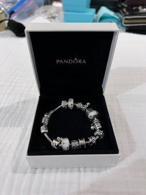 Pandora Charm Bracelet w/16 Charms, Sterling Silver
