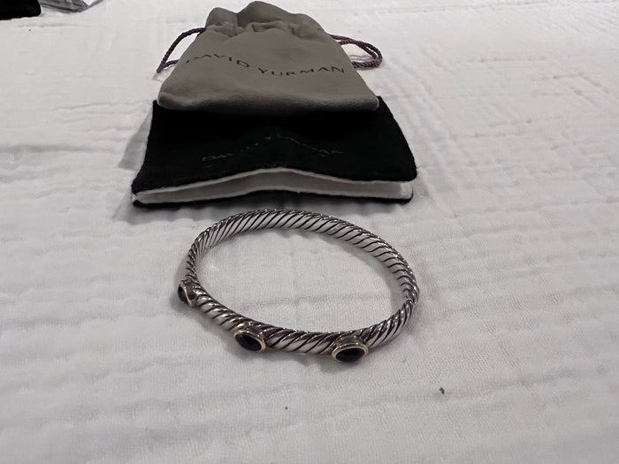 David Yurman Renaissance Cable Bangle in Sterling Silver with Three Stones
