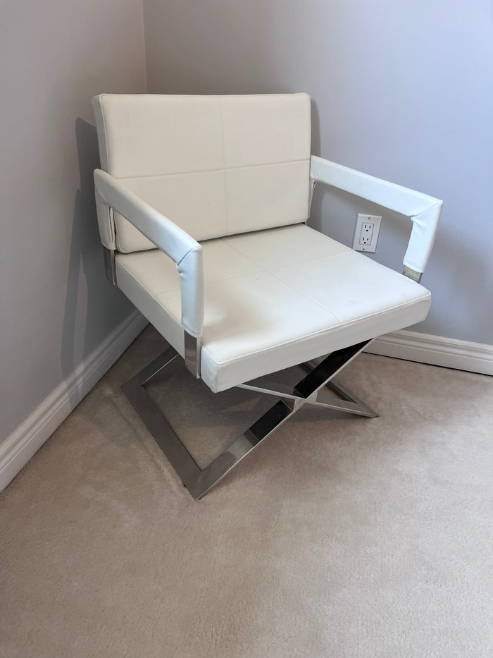 White Faux Leather Accent Chair