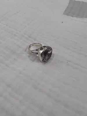 Kaunis Koru Sterling Silver Faceted Rock Crystal Ring, 1970's