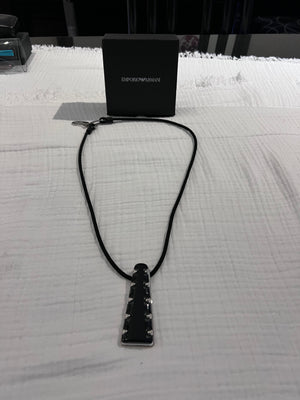 Emporio Armani black pendant rope necklace
