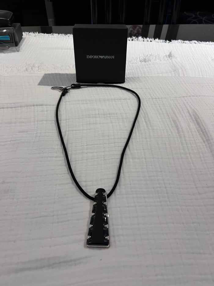Emporio Armani black pendant rope necklace