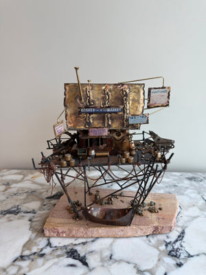 Ernie Abdelnour Brutalist "Kosher Market" Mixed Metal Sculpture