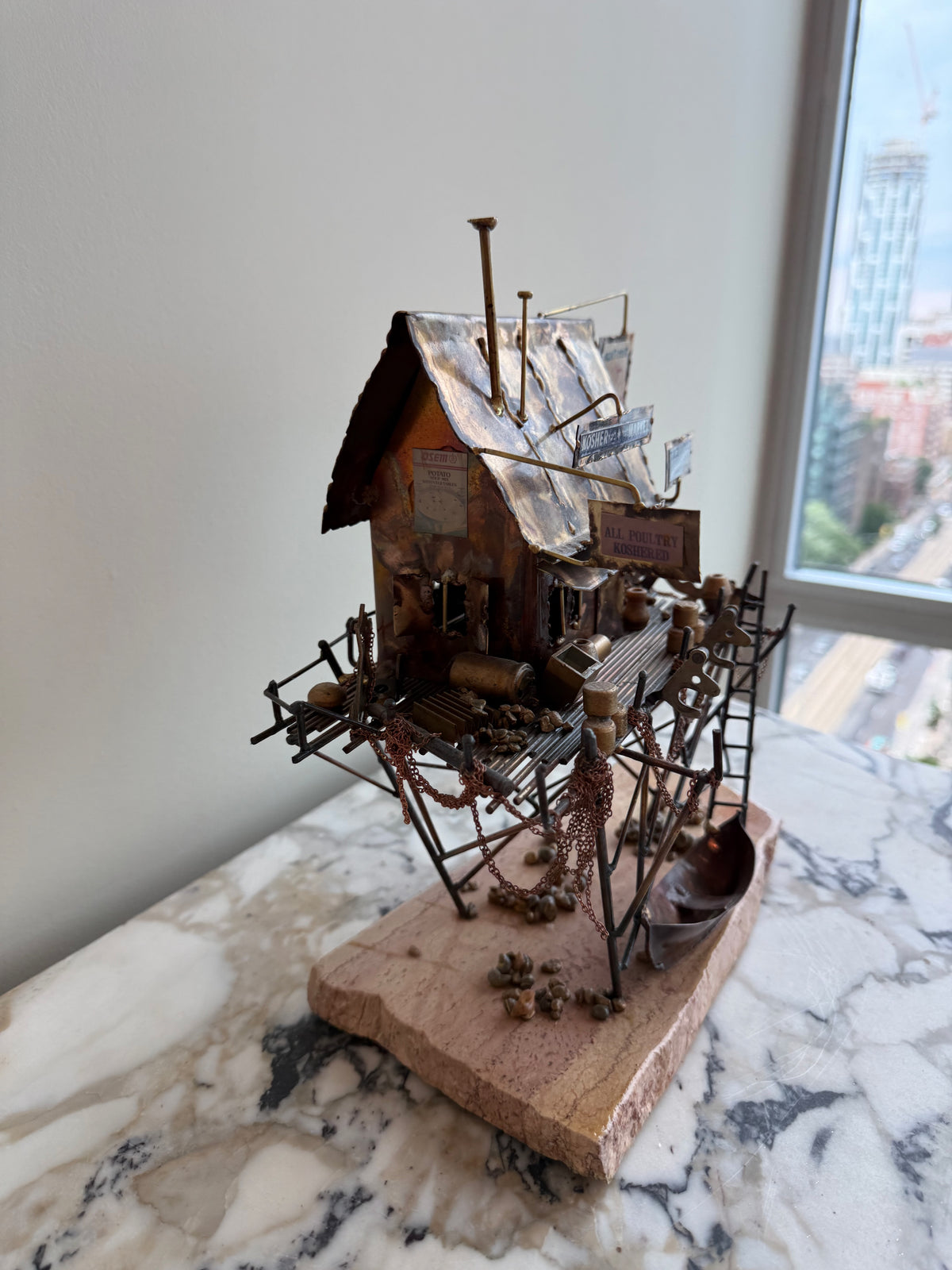 Ernie Abdelnour Brutalist "Kosher Market" Mixed Metal Sculpture