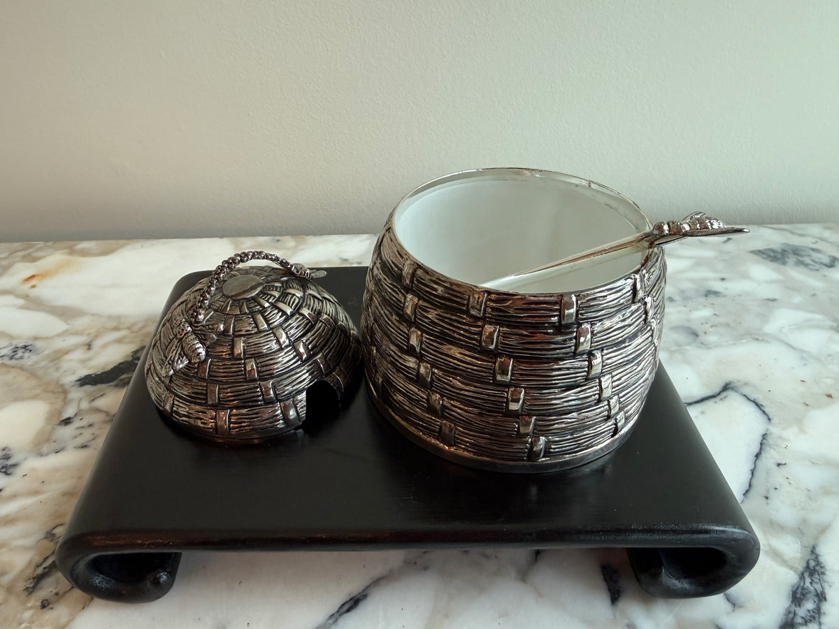 Vintage Godinger Silver Plated Honey Pot