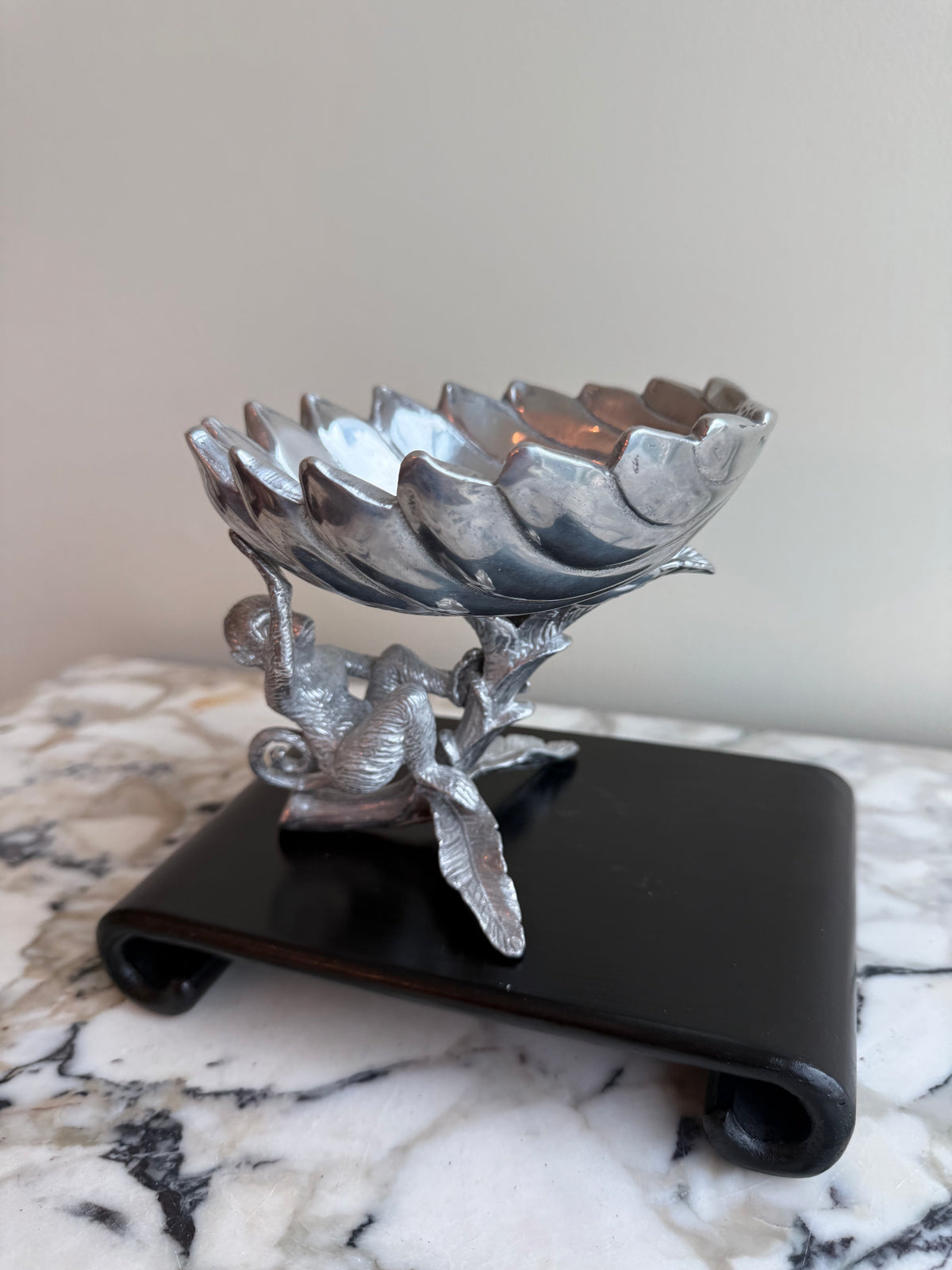Arthur Court 2004 Signed Cast Aluminum Monkey Dish