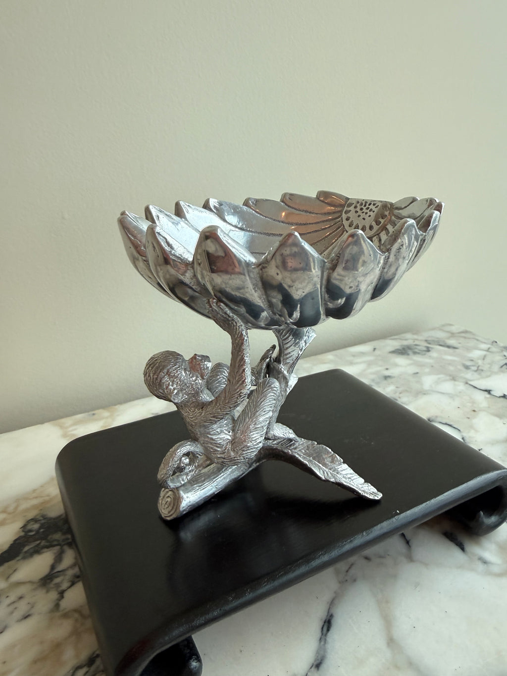 Arthur Court 2004 Signed Cast Aluminum Monkey Dish