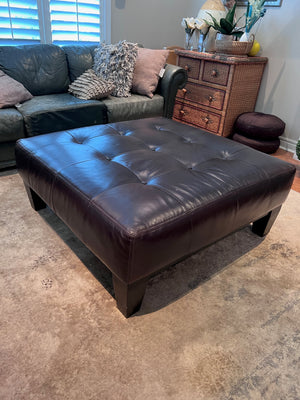 Pottery Barn Brown Leather Ottoman