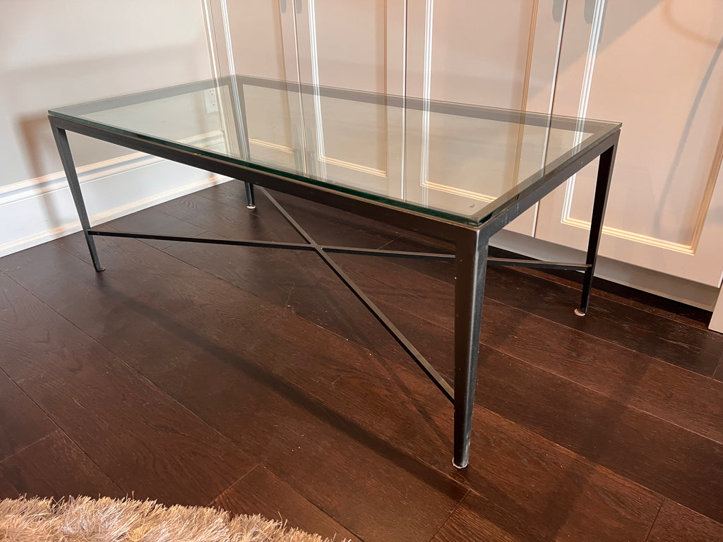 Glass Top Metal Base Coffee Table