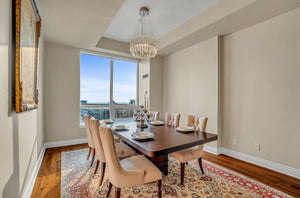 Solid Wood Dining Table + 6 Korson Furniture Chairs (*currently has 1 leaf inserted)