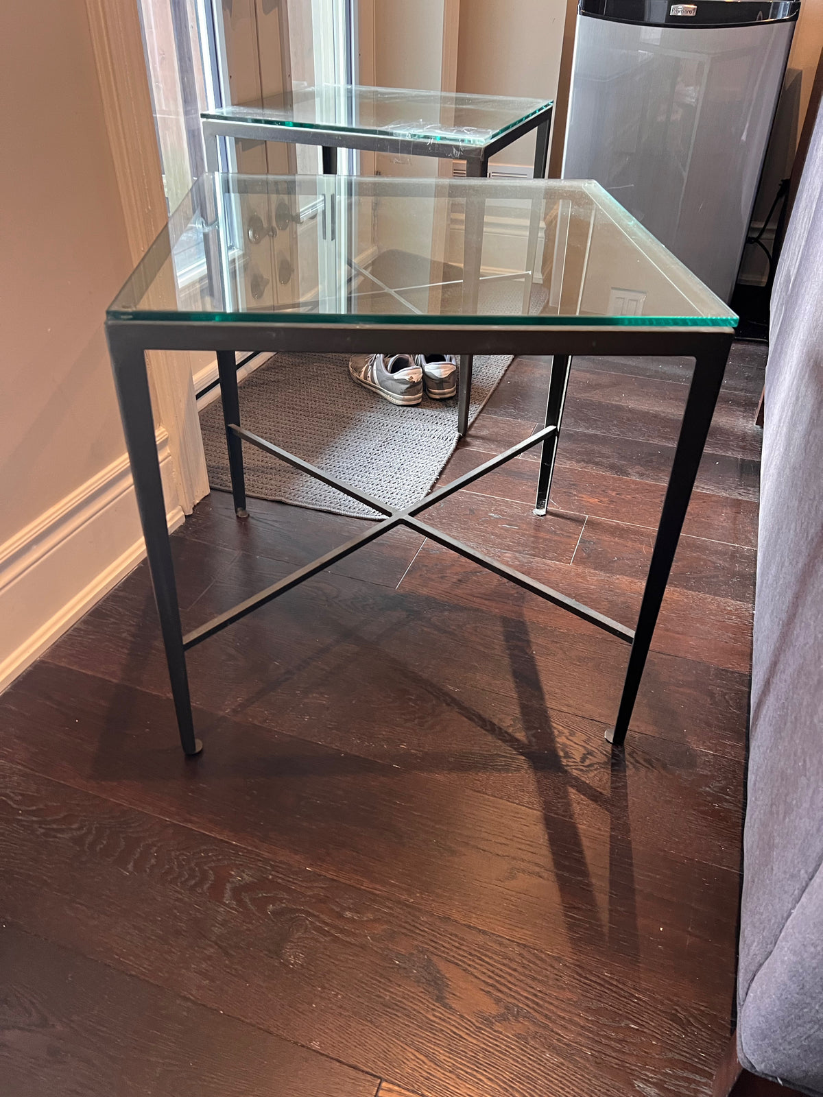 Single Glass Top Metal Base Side Table