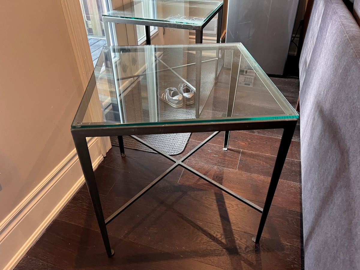 Single Glass Top Metal Base Side Table