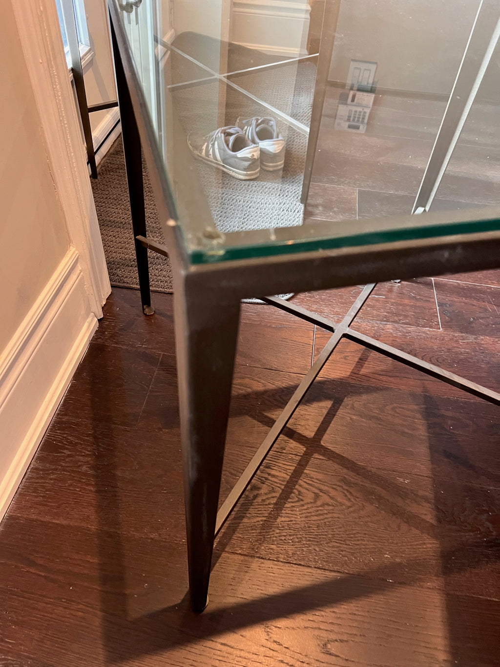 Single Glass Top Metal Base Side Table