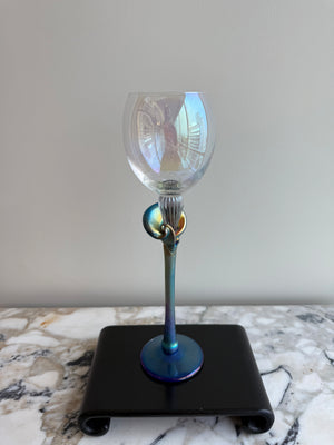 Signed BRI'ONI Hand-Blow Art Glass Wine Goblet