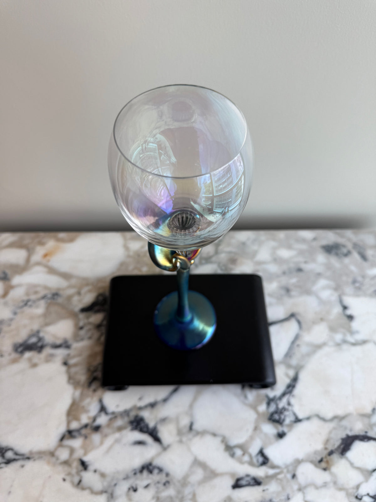 Signed BRI'ONI Hand-Blow Art Glass Wine Goblet
