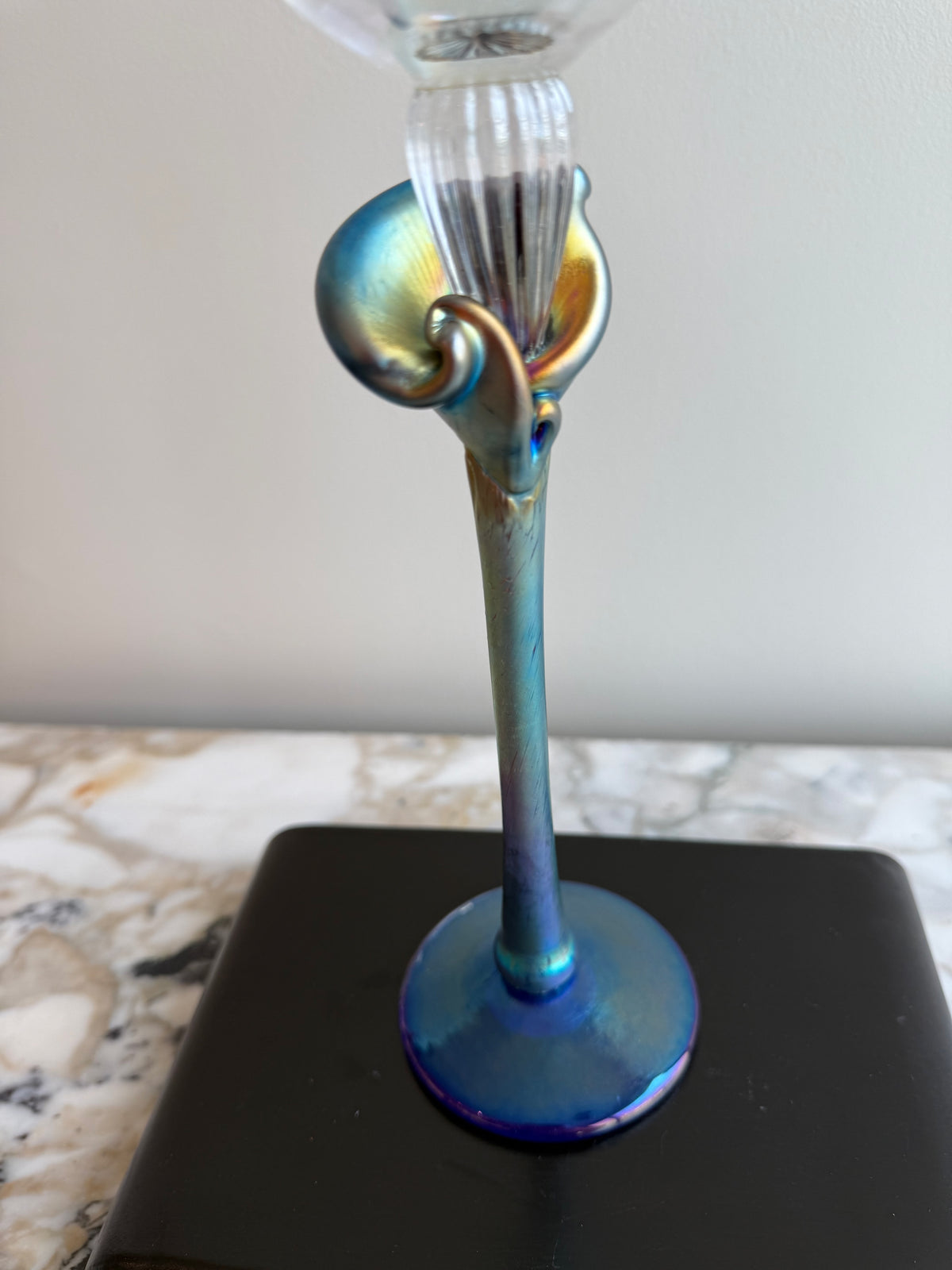 Signed BRI'ONI Hand-Blow Art Glass Wine Goblet