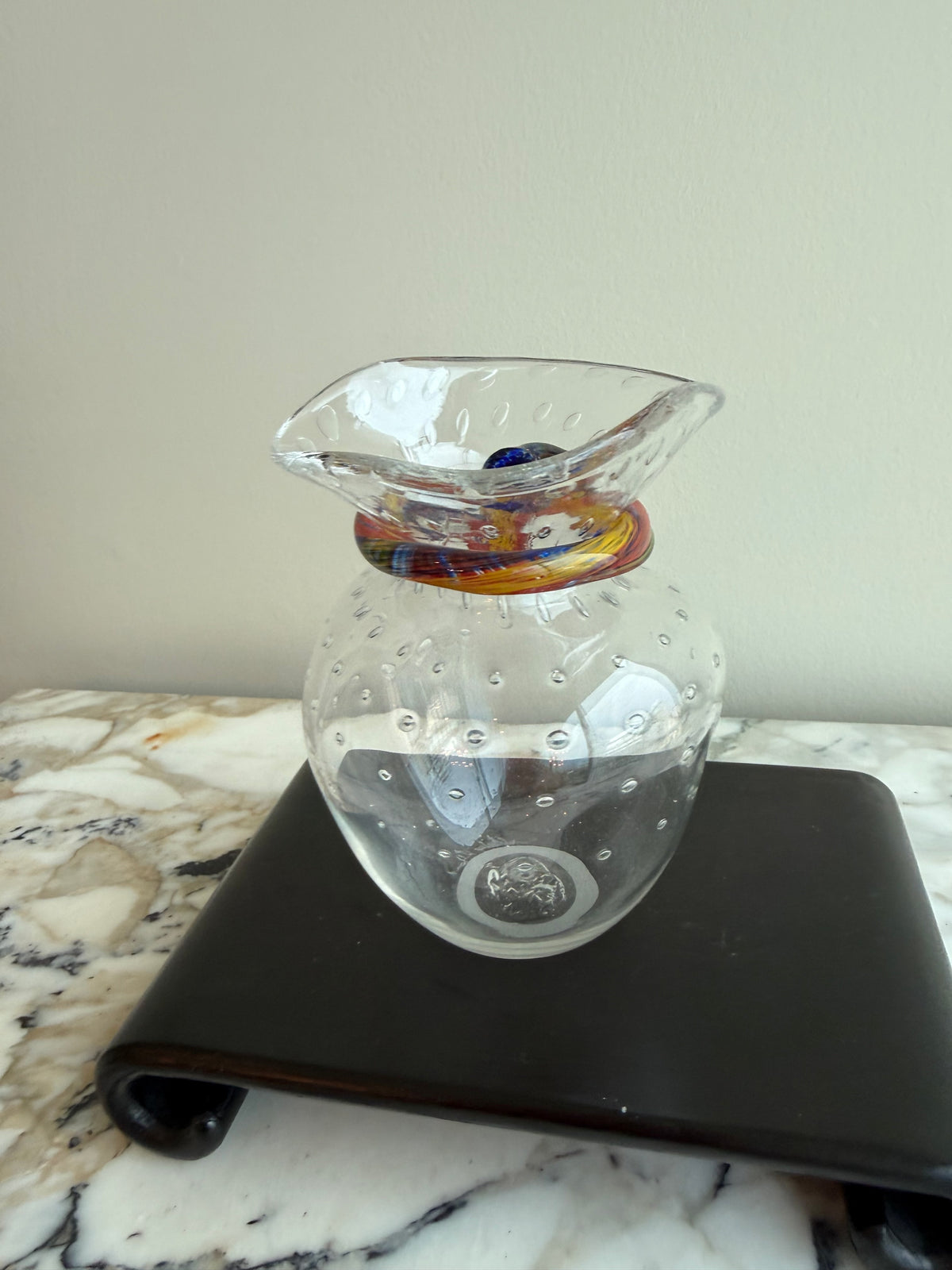 Shirley Elford Signed Art Glass Vase- 5"h